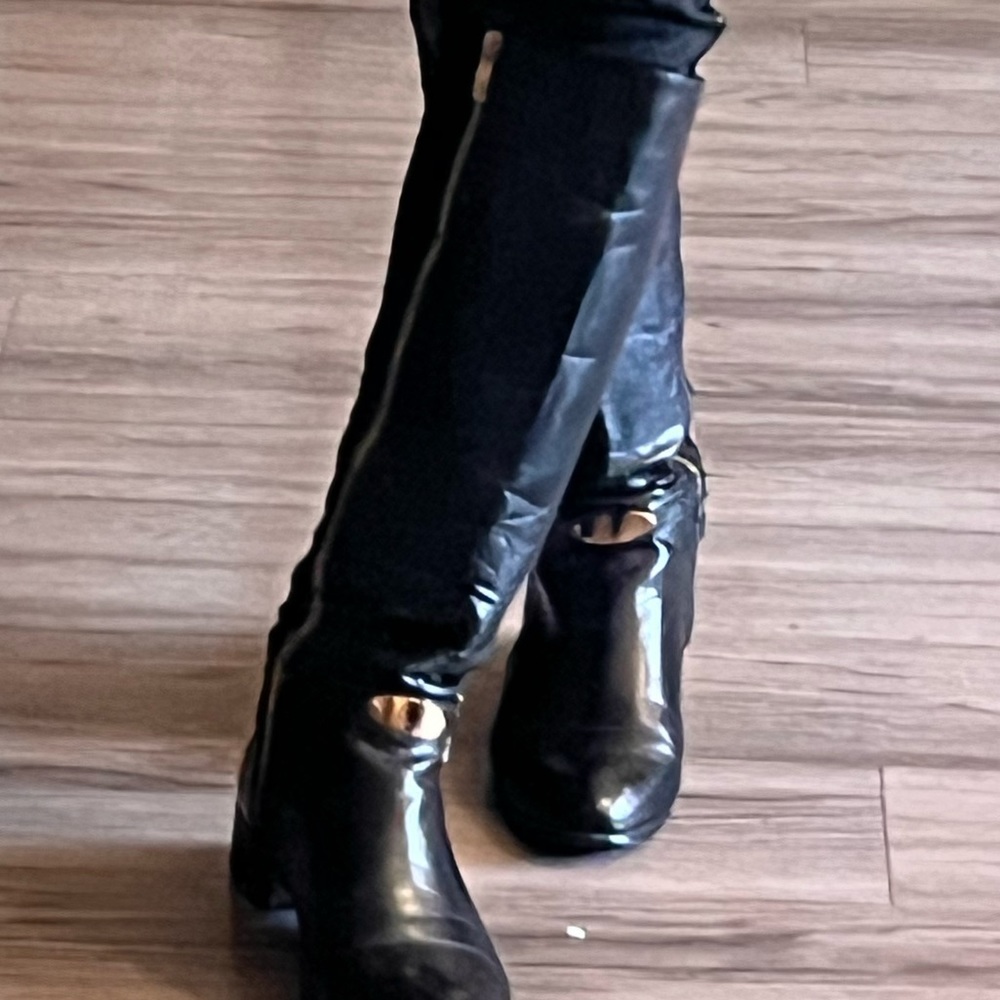 Black under knee boots
